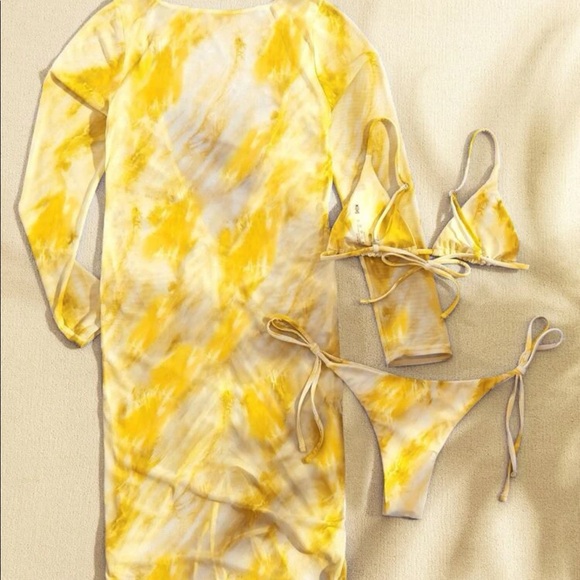 Sππππ£ three piece bikini π Yellow and white - Picture 3 of 4